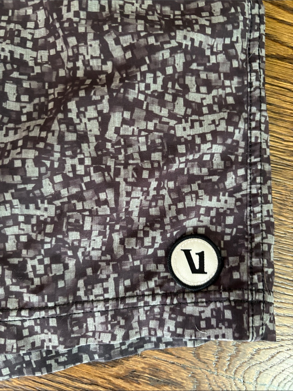 Vuori Men's Black & Gray Pixel-Pattern Athletic Shorts - Picture 2 of 4